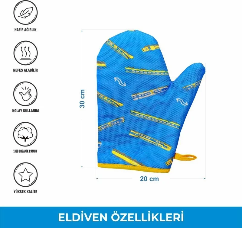 ماجيك ليدي Single Blue Heat Resistant Oven Mitt 30X20 cm