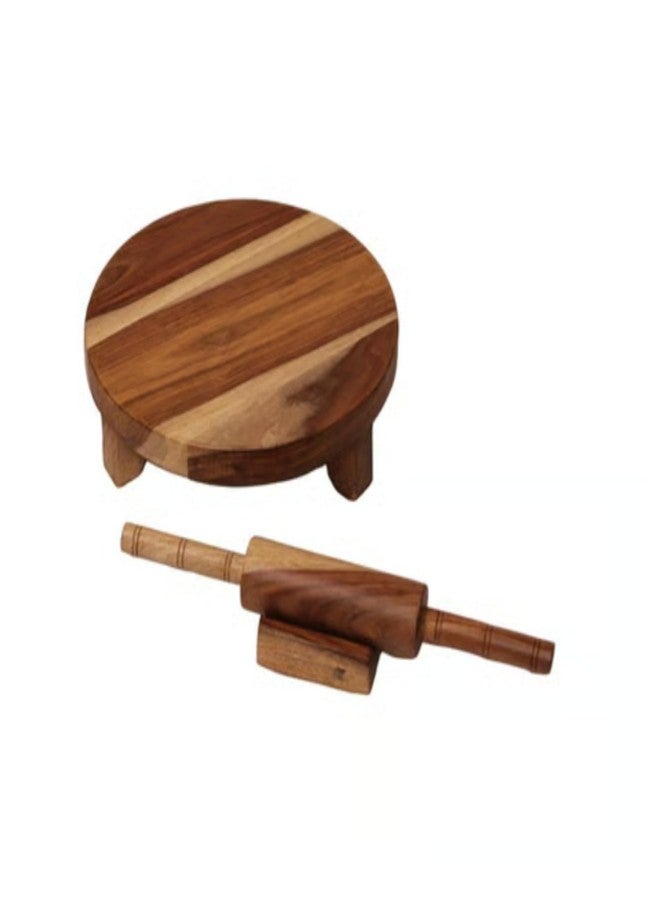 Drumstone (3 Year Warranty) Wooden Chakla Belan Set for Kitchen Roti Maker Rolling Board and Pin Durable Smooth Surface Atta Rolling Tool for Chapati Paratha Puri Making Traditional Cooking Essential - Image 1
