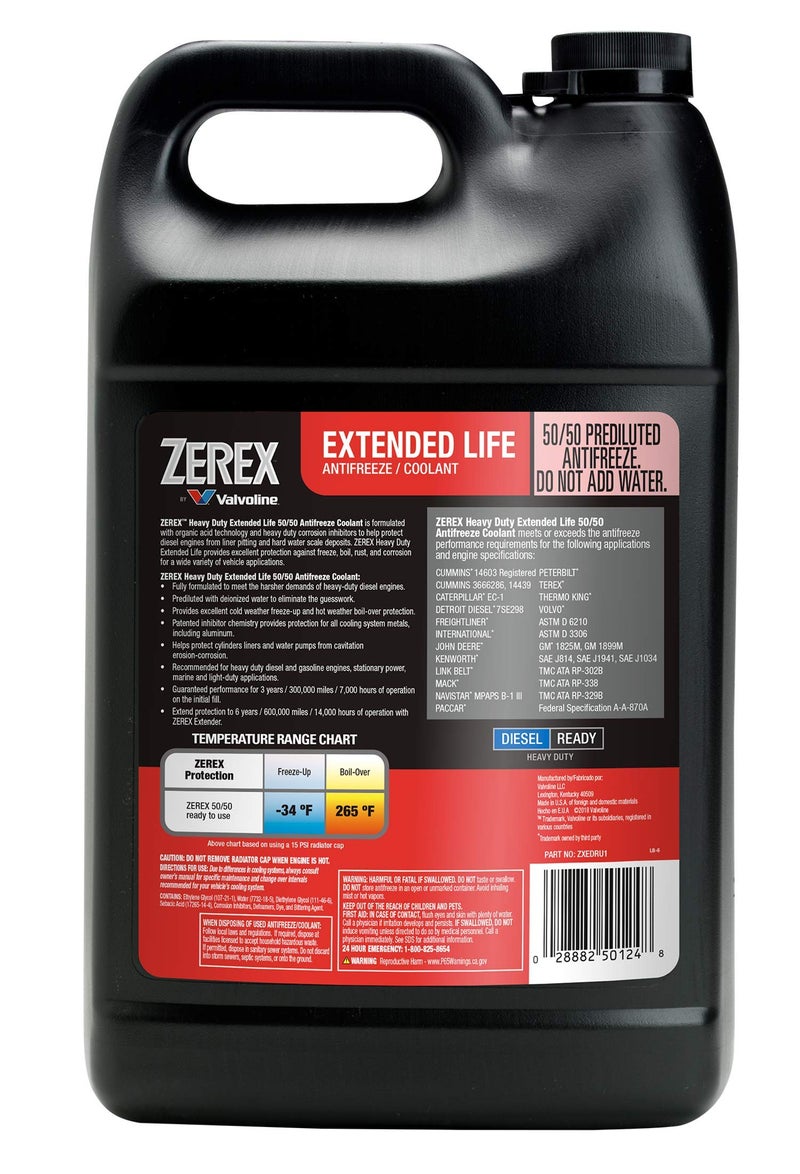 Zerex Extended Life Red Heavy Duty (HD) 50/50 Prediluted Ready-to-Use Antifreeze/Coolant 1 GA - Image 2