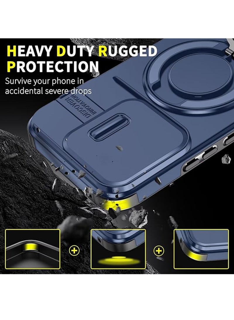 WRISTWISE Case Cover for Honor 400 Lite 5G, Military Grade [Built-in Kickstand] Magnetic Rotate Ring Holder Heavy Duty TPU+PC Shockproof Drop Protect Phone Case for Honor 400 Lite 5G (Blue) - Image 2