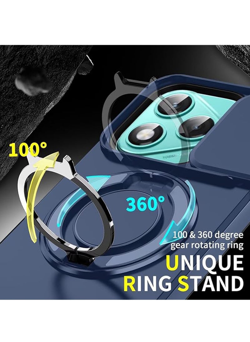 WRISTWISE Case Cover for Honor 400 Lite 5G, Military Grade [Built-in Kickstand] Magnetic Rotate Ring Holder Heavy Duty TPU+PC Shockproof Drop Protect Phone Case for Honor 400 Lite 5G (Blue) - Image 3