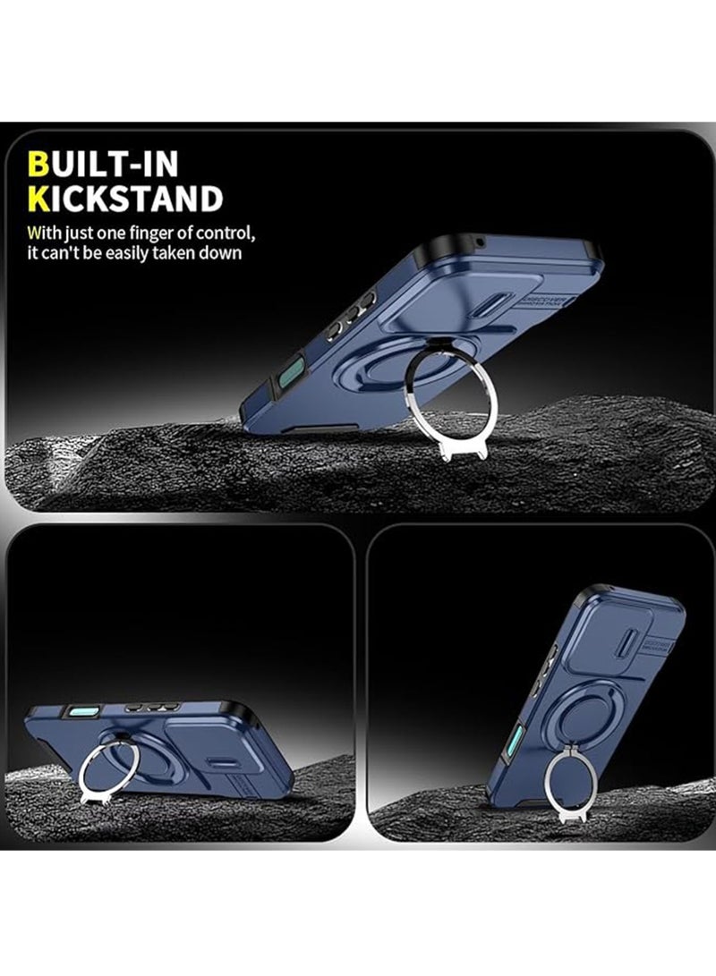 WRISTWISE Case Cover for Honor 400 Lite 5G, Military Grade [Built-in Kickstand] Magnetic Rotate Ring Holder Heavy Duty TPU+PC Shockproof Drop Protect Phone Case for Honor 400 Lite 5G (Blue) - Image 4