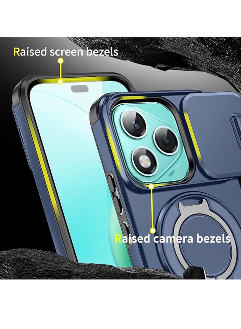 WRISTWISE Case Cover for Honor 400 Lite 5G, Military Grade [Built-in Kickstand] Magnetic Rotate Ring Holder Heavy Duty TPU+PC Shockproof Drop Protect Phone Case for Honor 400 Lite 5G (Blue) - Image 5