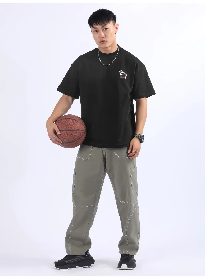 Beyoung Black Musafir Printed T-Shirt