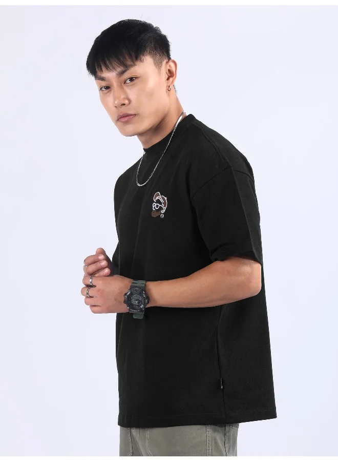 Beyoung Black Musafir Printed T-Shirt