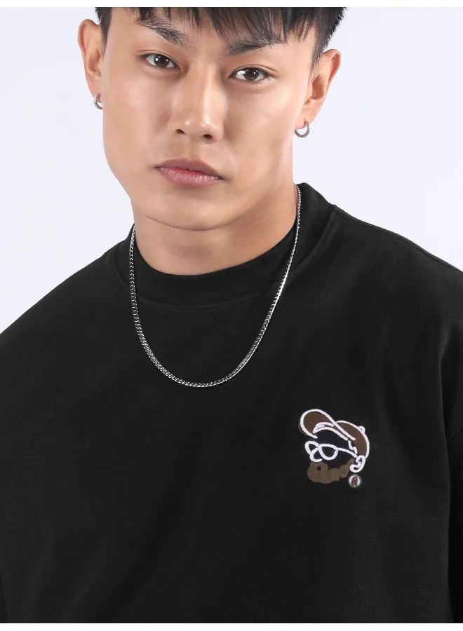 Beyoung Black Musafir Printed T-Shirt