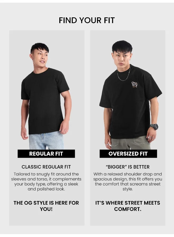 Beyoung Black Musafir Printed T-Shirt