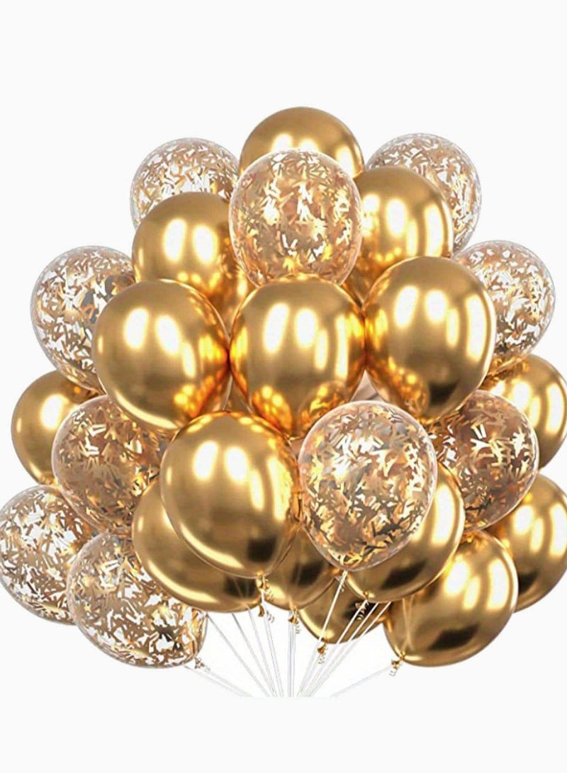 Set of 30 Gold Decorated Latex Balloons - High-Quality Party Decoration Designed for Baby Showers, Weddings, Graduation and More - Image 1