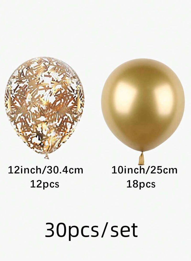 Set of 30 Gold Decorated Latex Balloons - High-Quality Party Decoration Designed for Baby Showers, Weddings, Graduation and More - Image 2