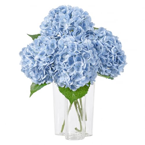 DuHouse 3Pcs Large Hydrangea Artificial FlowersLatex Real Touch Hydrangeas Lifelike Hydrangea Flower for Home Wedding Bouquets Centerpieces Party Living Room DecorationBlue - Image 1