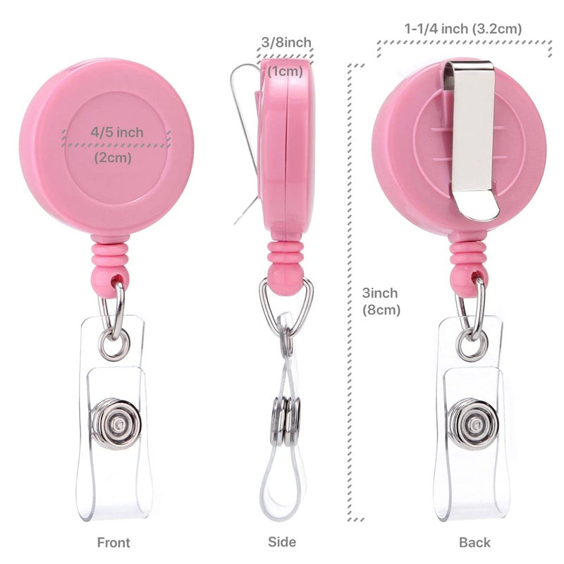 QREEL Badge Reel, Retractable Badge Holder with Belt Clip for ID Name Card (Pink, 2 Pack) - Image 2