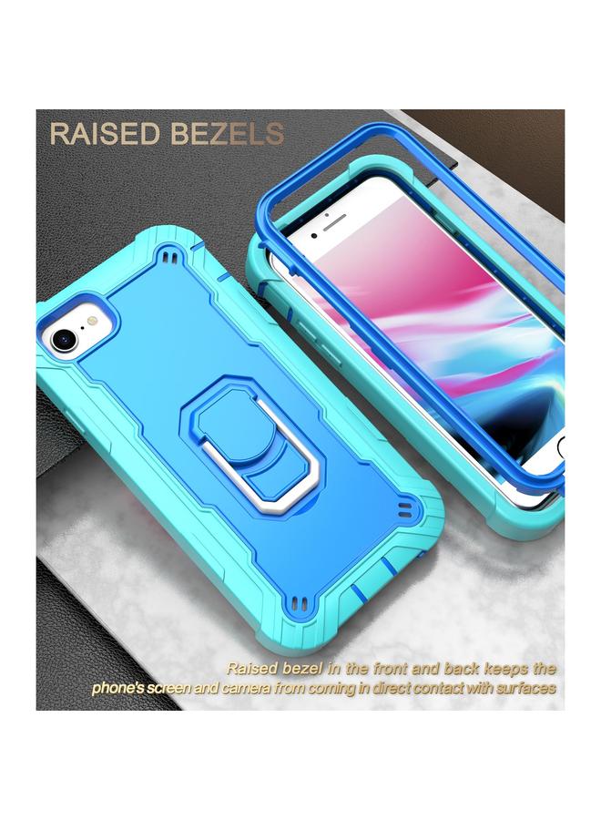 S-TOP Case For iPhone SE 2022 / SE 2020 / 8 / 7 PC + Rubber 3-layers Shockproof Protective Case with Rotating Holder - Image 2