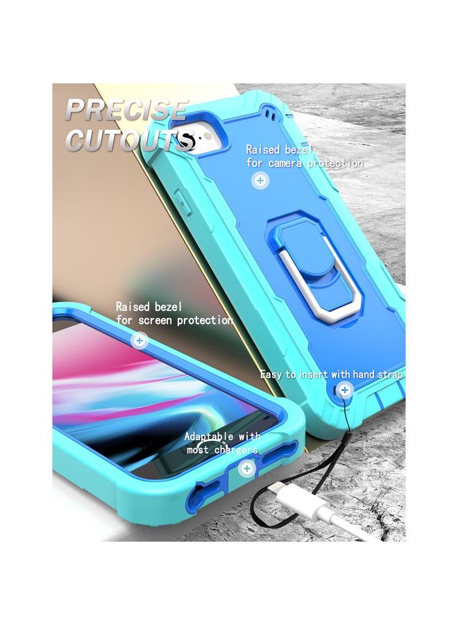S-TOP Case For iPhone SE 2022 / SE 2020 / 8 / 7 PC + Rubber 3-layers Shockproof Protective Case with Rotating Holder - Image 4