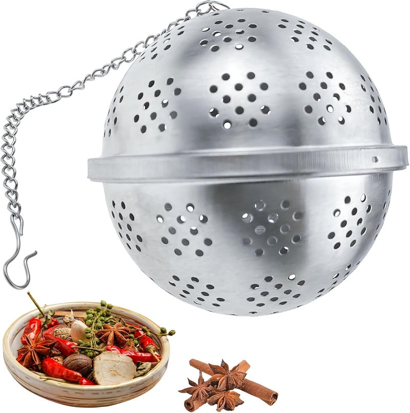 Capiant Spice Ball Extra Large for Cooking, Tea Infuser, Stainless Steel Tea Ball Strainer Spice Infuser, Soup Seasonings Seperation Basket with Extended Chain Hook for Brewing Tea Spices Seasonings - Image 1