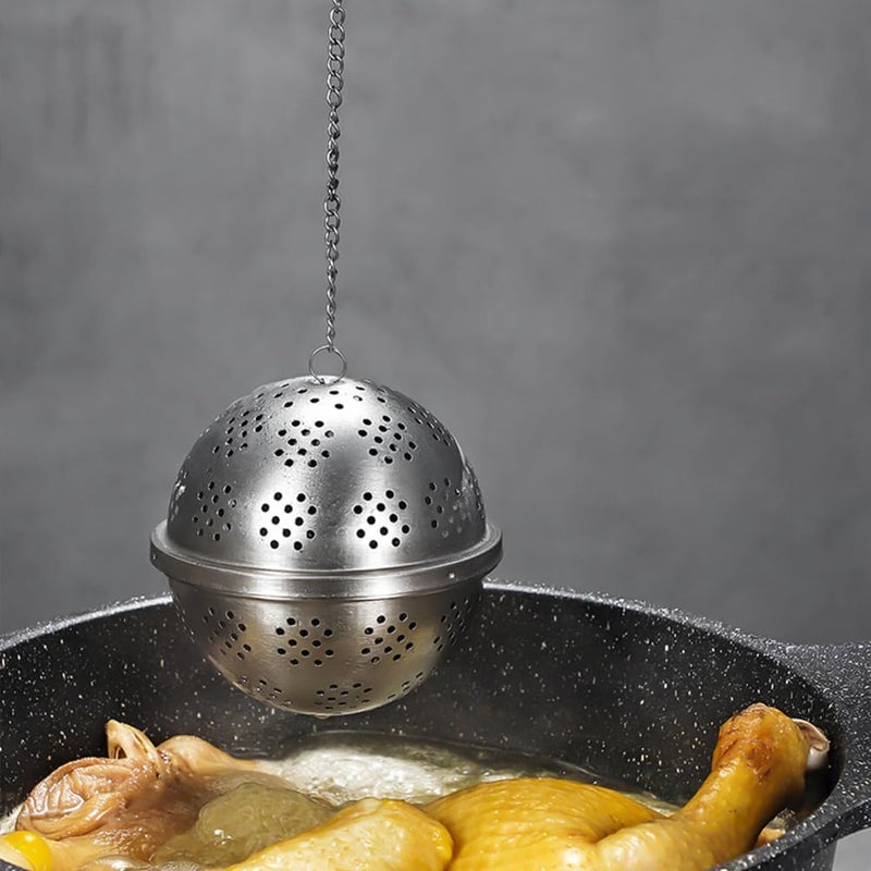 Capiant Spice Ball Extra Large for Cooking, Tea Infuser, Stainless Steel Tea Ball Strainer Spice Infuser, Soup Seasonings Seperation Basket with Extended Chain Hook for Brewing Tea Spices Seasonings - Image 4