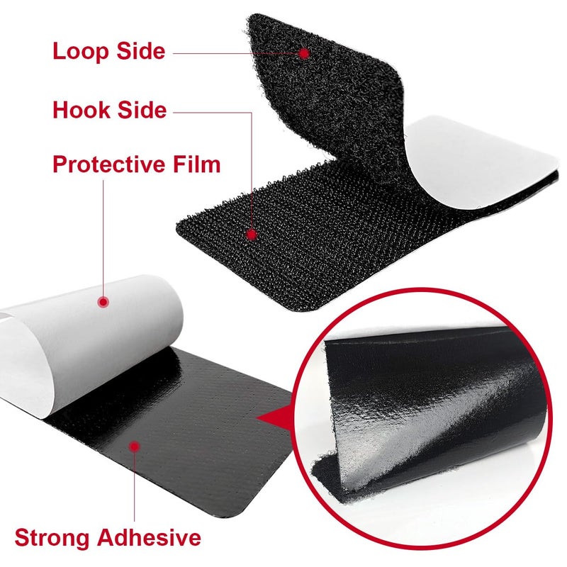 Zesion 2X4 Inch Hook And Loop Strips With Adhesive  Nylon Heavy Duty Hook And Loop Tape  Excellent Grip  Interlocking Tape  For Sewing  Crafting Diy  Wall Adhesive Strips - 15 Sets - Image 3