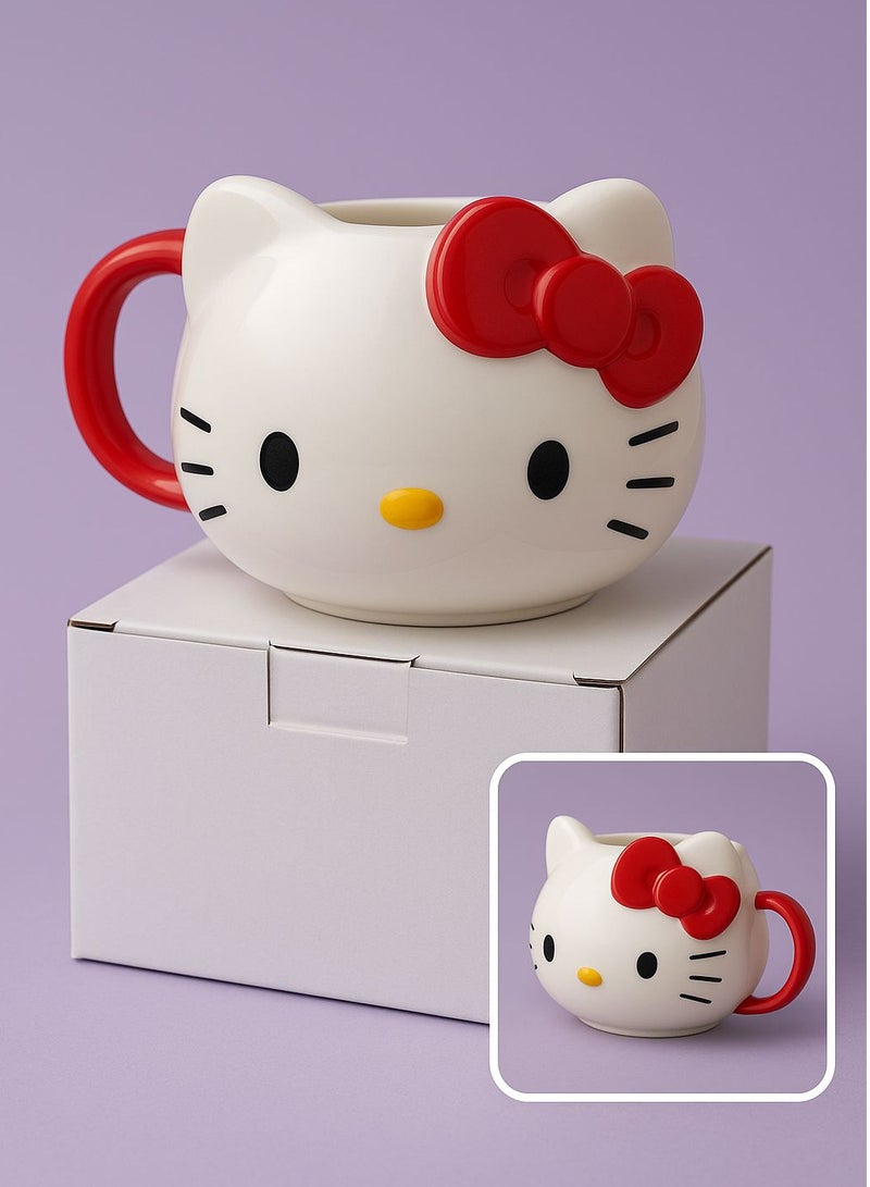 كوب سيراميك بتصميم هيلو كيتي – تصميم مجسم ثلاثي الأبعاد – مثالي للمشروبات الساخنة والباردة – هدية مثالية لعشاق الشخصيات الكرتونية