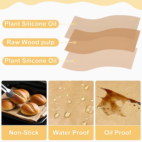 Sunhoo 100 PCS 9 x13" Parchment Paper Sheets for Baking Wrapping Paper Unbleached Air Fryer Oven Resist Sticking Bakery Liners Brown Precut Squares for Cooking Grilling Steaming Withstand up to 428℉ - Image 5
