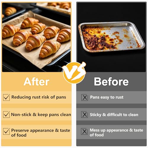 Sunhoo 100 PCS 9 x13" Parchment Paper Sheets for Baking Wrapping Paper Unbleached Air Fryer Oven Resist Sticking Bakery Liners Brown Precut Squares for Cooking Grilling Steaming Withstand up to 428℉ - Image 2