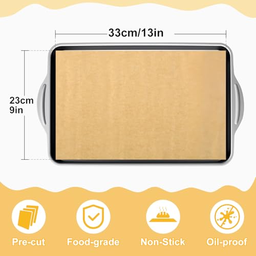 Sunhoo 100 PCS 9 x13" Parchment Paper Sheets for Baking Wrapping Paper Unbleached Air Fryer Oven Resist Sticking Bakery Liners Brown Precut Squares for Cooking Grilling Steaming Withstand up to 428℉ - Image 4