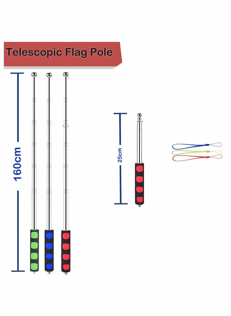 SYOSI - Telescopic Flag Pole, Portable Telescopic Pole for Camping with Lanyard, 1.6m Flag Poles Telescopic Stick for Tourist Guide Camping Travelling Presentation Pointer 3pcs (Red, Green, Blue) - Image 1