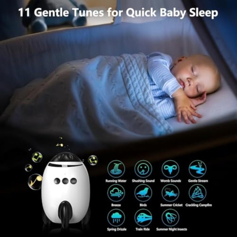 Rechargeable Baby Rocker for Stroller Pram, White Noise Sound Machine 11 Soothing Sounds Adjustable Speed Silent Motor Portable Baby Sleep Aid Newborn Essentials White - Image 2