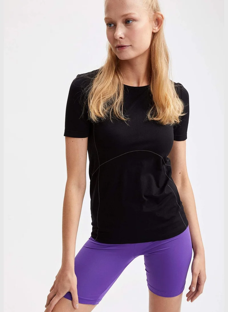 DeFacto Woman Athleisure Slim Fit Short Sleeve Knitted T-Shirt