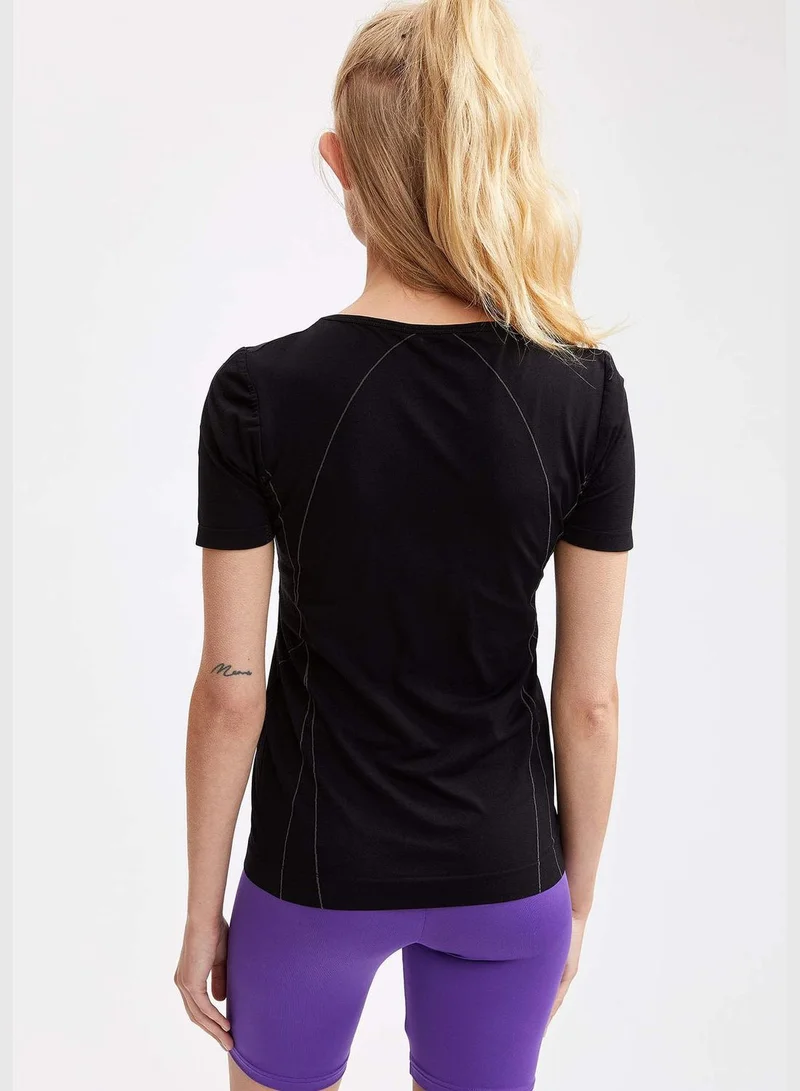 DeFacto Woman Athleisure Slim Fit Short Sleeve Knitted T-Shirt