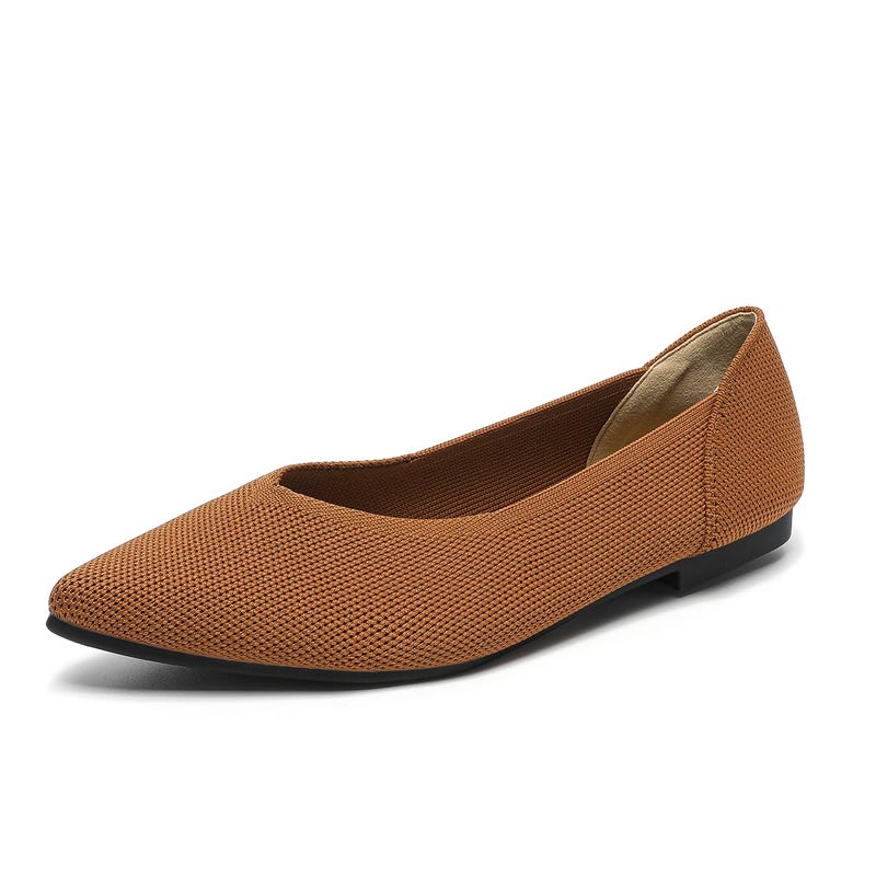 Semwiss Women's Ballet Flats Comfortable Casual Dressy Shoes Work Office Shoes Pointed Toe Flats Brown Size 8 - Image 5