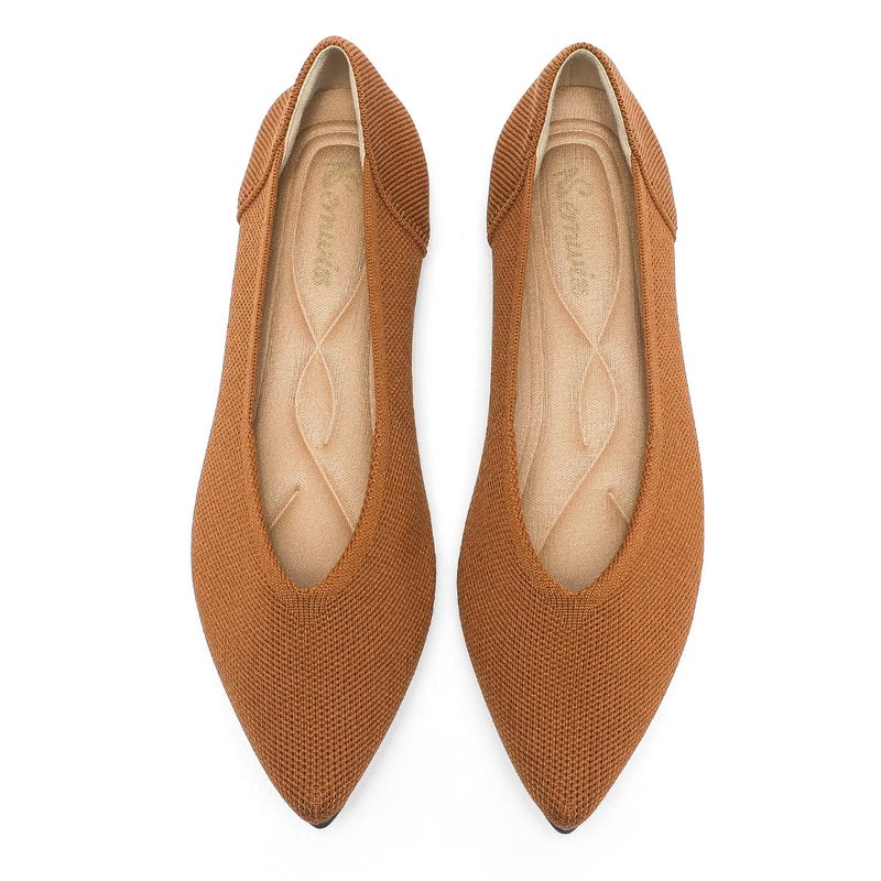 Semwiss Women's Ballet Flats Comfortable Casual Dressy Shoes Work Office Shoes Pointed Toe Flats Brown Size 8 - Image 1