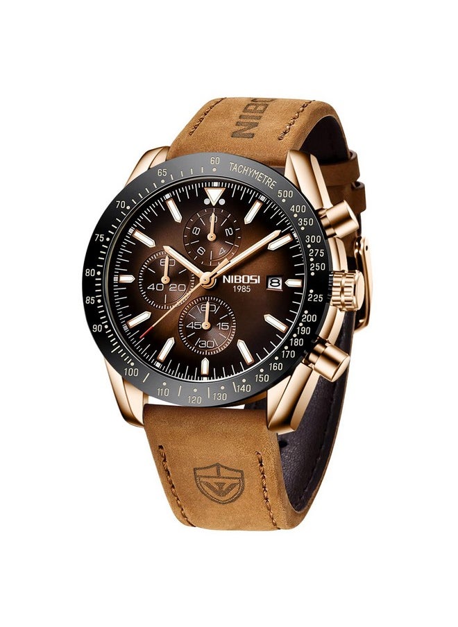 NIBOSI Men's Watch Analog Silicone Quartz Wrist Watch For Men Business Waterproof Sport Stainless Steel Dress Watch With Calendar, Dial_Brown - pzsku/Z5E0D0DECA23AEAA9BCB3Z/45/_/1738306418/e63be883-efeb-4b3d-86cc-067d2cb98901