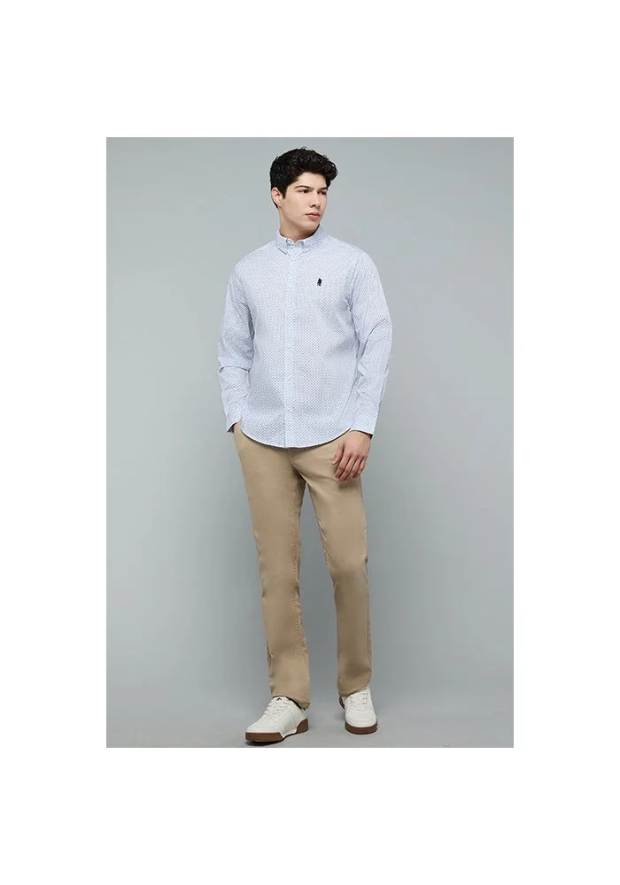 R&b Patterned Shirt with Button-Down Collar and Long Sleeves