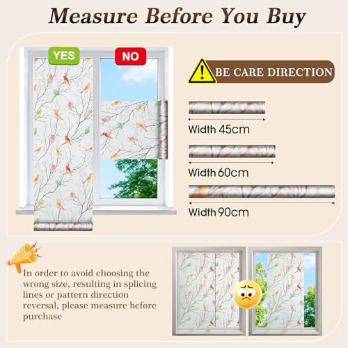 Coavas Stained Glass Window Film, Decorative Frosted Glass Window Privacy Film, Static Cling Non-Adhesive Windows Sticker for Front Door Bathroom Heat Control Anti UV, 17.5 x 78.7 Inches - Image 5