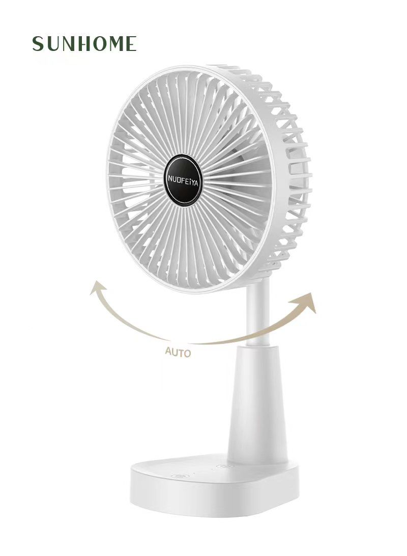 SUNHOME Portable USB Automatic Swing Air Flow Desktop Fan White - Image 1