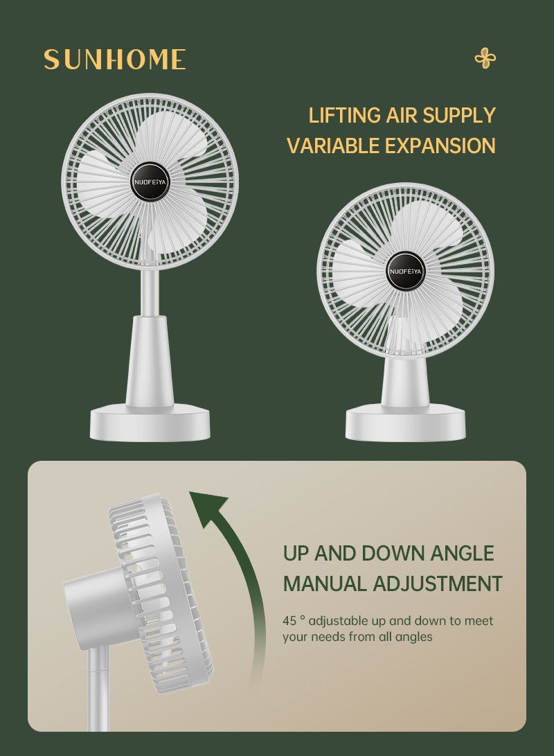 SUNHOME Portable USB Automatic Swing Air Flow Desktop Fan White - Image 3