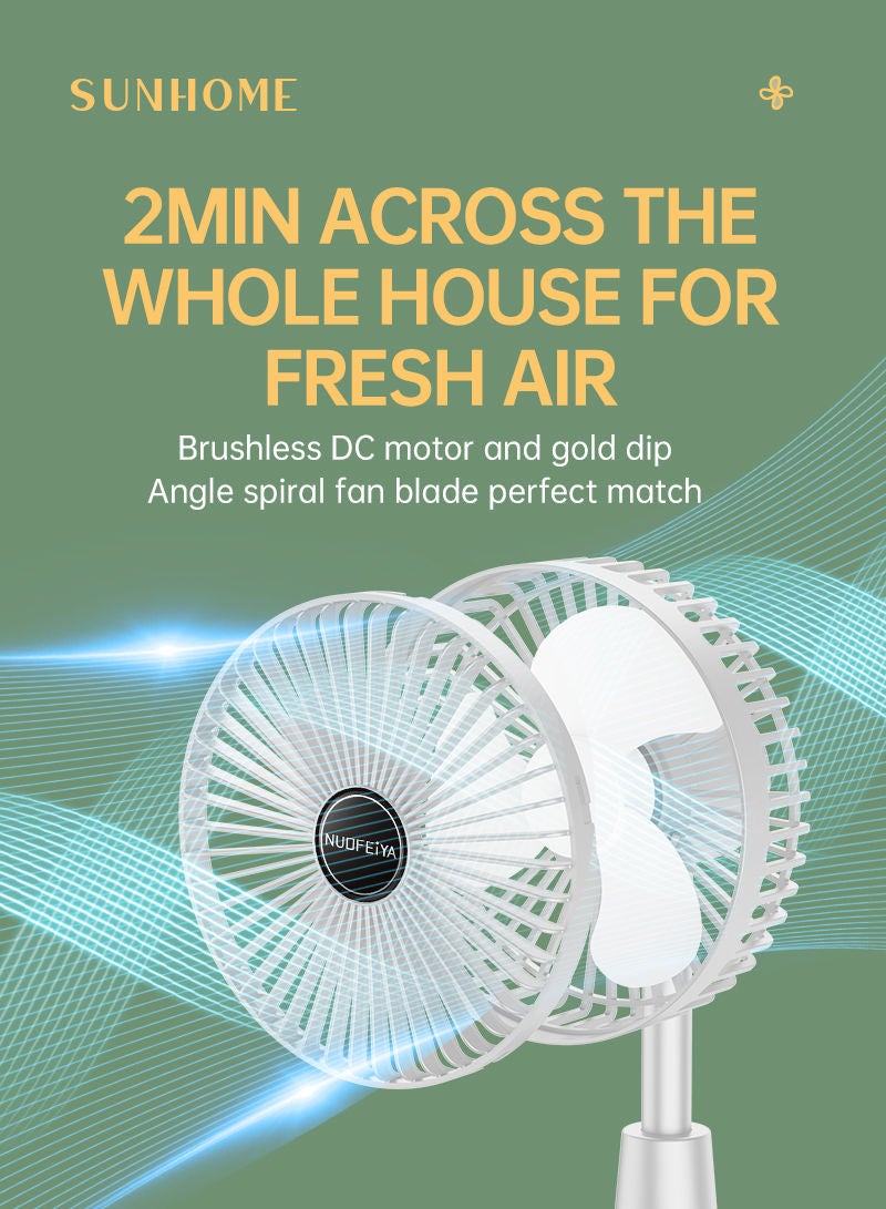 SUNHOME Portable USB Automatic Swing Air Flow Desktop Fan White - Image 5