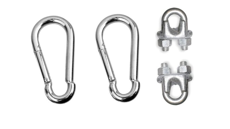 Awesome M8x80mm Heavy Duty Safety Lock Cable Attachment, Stainless Steel Spring Snap Hook Carabiner/Hook Swing Connector Multipurpose, Silver, with Free 2 Gym Wire Lock (1) - Image 1