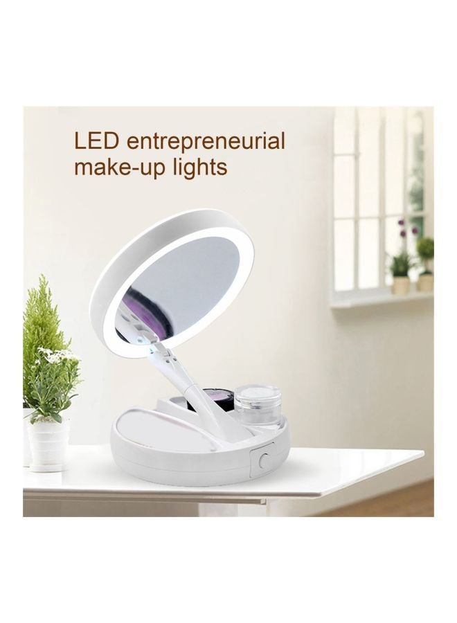 مرآة مكتب بإضاءة LED على الجانبين أبيض - Image 2