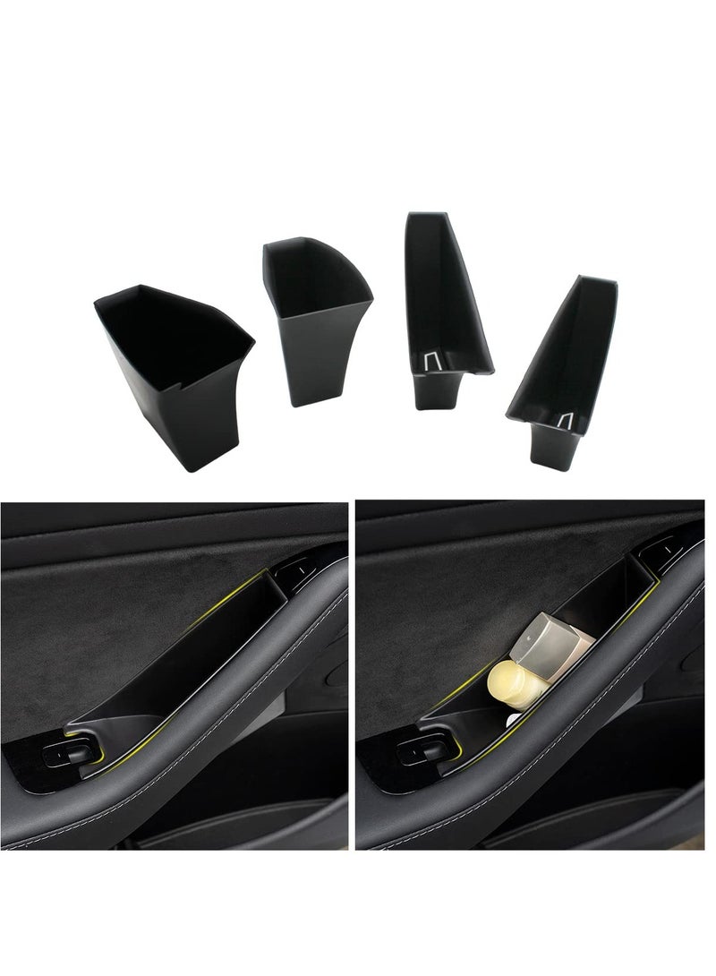 for Tesla Door Side Handle Storage Box Car Door Handle Pocket Armrest ABS Tray Organizer Insert for Tesla Model 3 Model Y accessories 2016-2022 (4PCS Combined) - Image 2