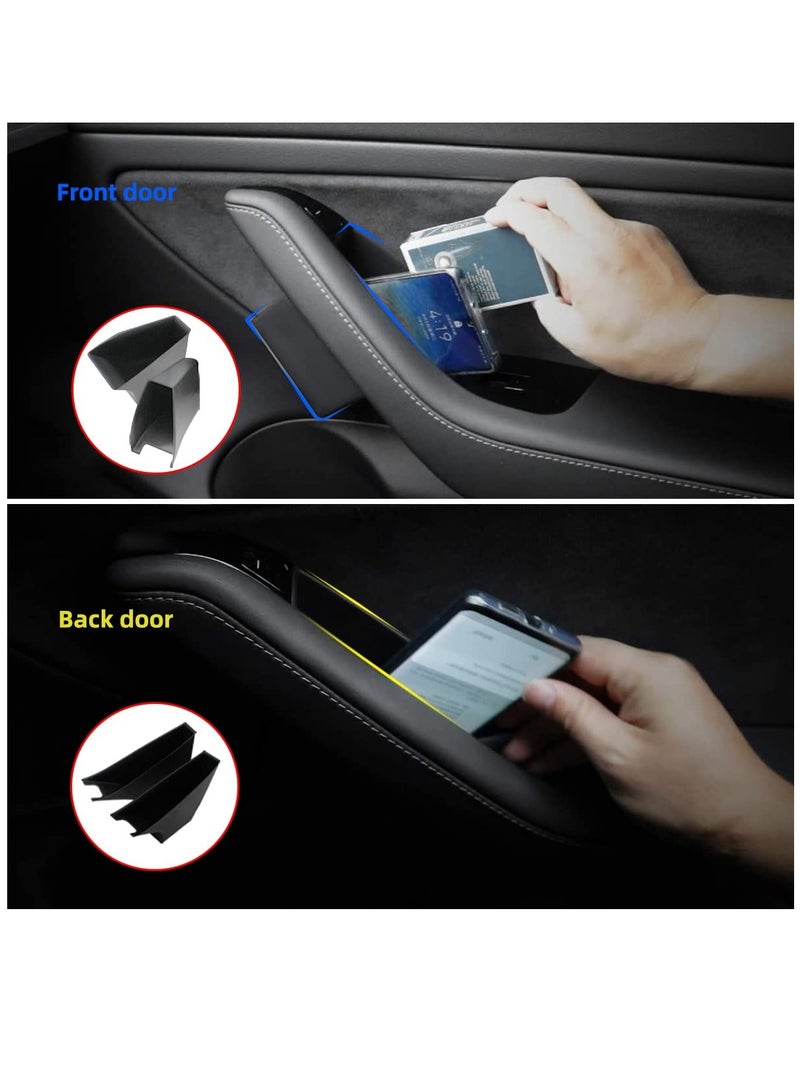 for Tesla Door Side Handle Storage Box Car Door Handle Pocket Armrest ABS Tray Organizer Insert for Tesla Model 3 Model Y accessories 2016-2022 (4PCS Combined) - Image 3