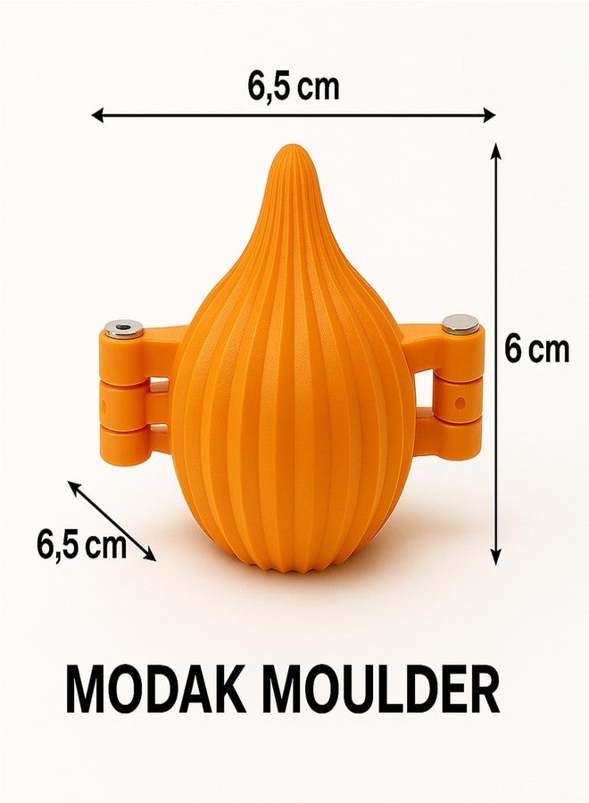 Oc9 Plastic 3 Fold Modak Maker Mould/Laddoo Moulder/Chocolate Modak Shaper Sacha Set for Ganpati, Diwali, Dussehra, Ganesh Chaturthi and Other Festival Orange (Pack of 2) - Image 2