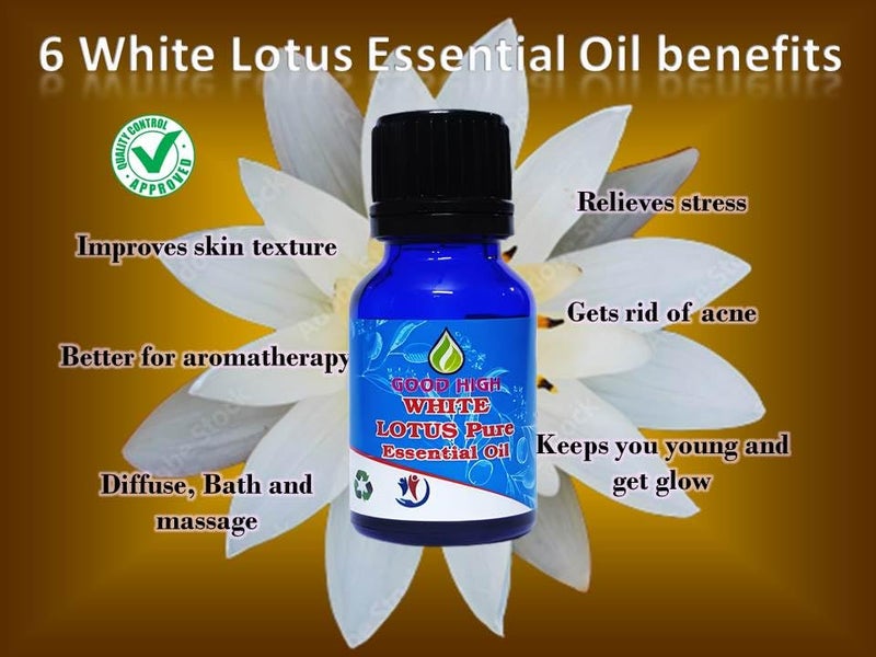 Good High Good High White Lotus Essential Oil 100 Pure Natural Organic Vegan and Undiluted White Lotus Essential OilFor Personal Care Essential Oil By Good High 0338 oz 10 mL  - Image 2
