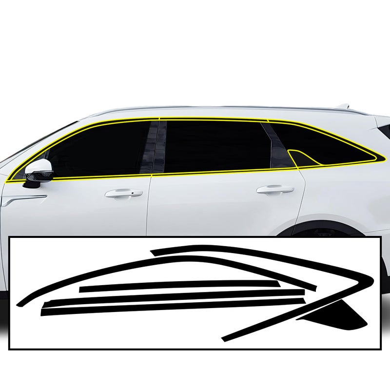 BOGAR TECH DESIGNS for Kia Sorento 20212026 Side Window Chrome Delete Precut Vinyl Trim Overlay Gloss Black Blackout Appearance - Image 2
