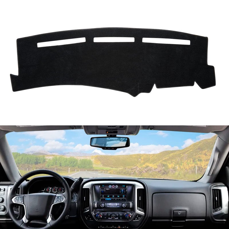 BERKSYDE Dashboard Dash Cover Mat Carpet Compatible with 99-06 Chevy Silverado GMC Sierra,00-06 Chevy Suburban Tahoe GMC Yukon/XL,01-06 Chevy Avalanche(Black) - Image 1