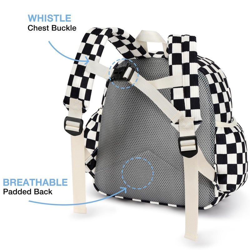 STEAMEDBUN Corduroy Kids Backpack for Girls and Boys 5-8: Boys Backpack for Elementary Kindergarten - 15 inch Cute Backpacks for Kids - Checkered - Image 3
