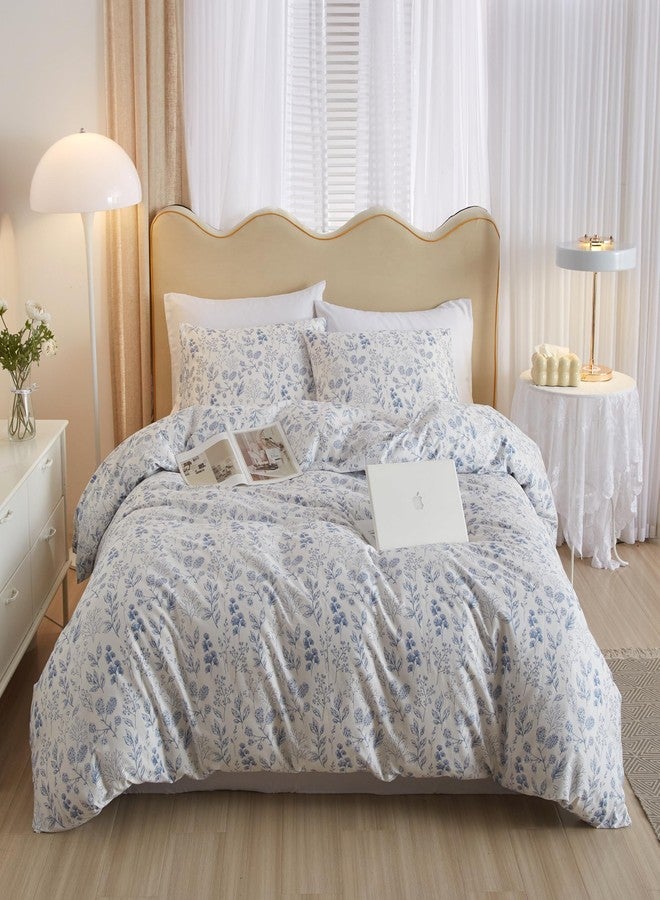 LifeTB Blue Vintage Style Twin XL Comforter Set - White Floral Bedding with 2 Pillowcases - Fluffy Soft 3 Pieces Botanical Garden Flowers Comforter Set - Image 2