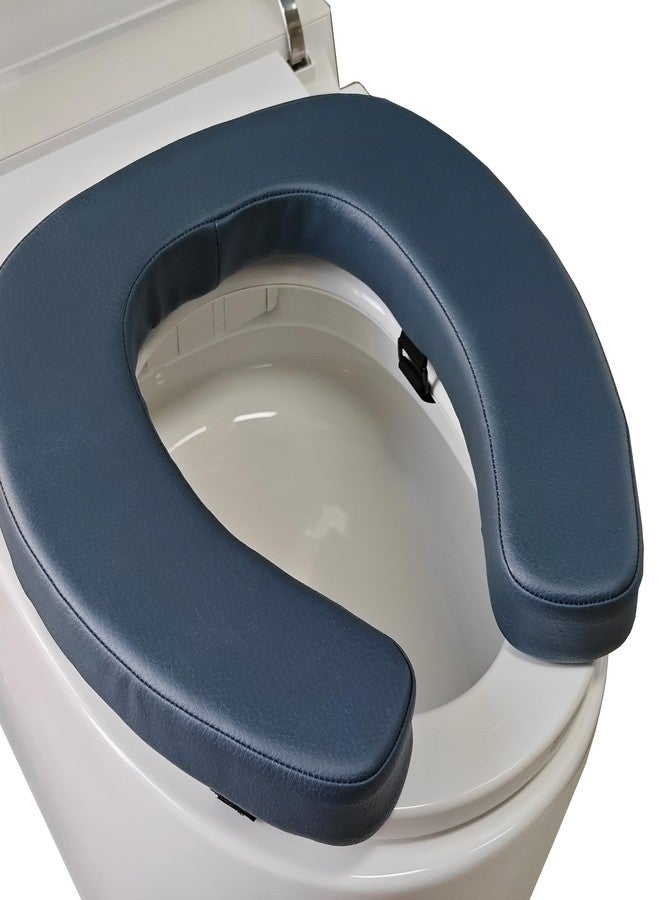 Deftyolo Toilet Seat Cushion Toilet Seat Riser with 2-inch High-Density Foam Performance Microfiber Fabric-Suitable for Standard,Elongated Toilets Bedside Commode(Blue) - Image 1