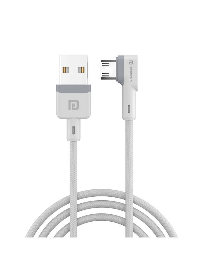 Portronics Konnect L 1.2M Fast Charging 3A Micro USB Cable with Charge & Sync Function (White) - Image 1