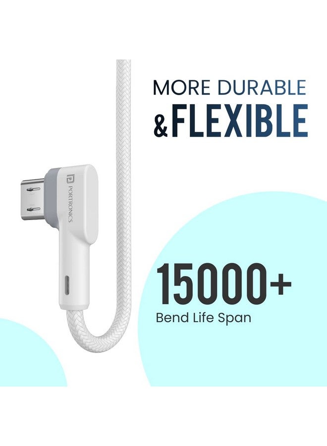 Portronics Konnect L 1.2M Fast Charging 3A Micro USB Cable with Charge & Sync Function (White) - Image 2