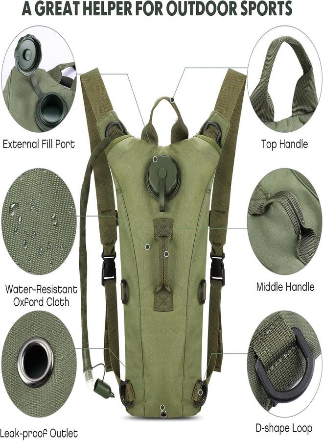 Optifit® Trekking Hydration Backpack, with 3L Water Bladder for Men Women Kids, Professional Waterproof Tactical Water Bag for Hiking, Biking, Running, Walking, BPA Free, Army Green - Image 2